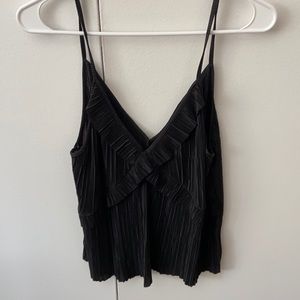 Zara Ruffled Black Crop Tank